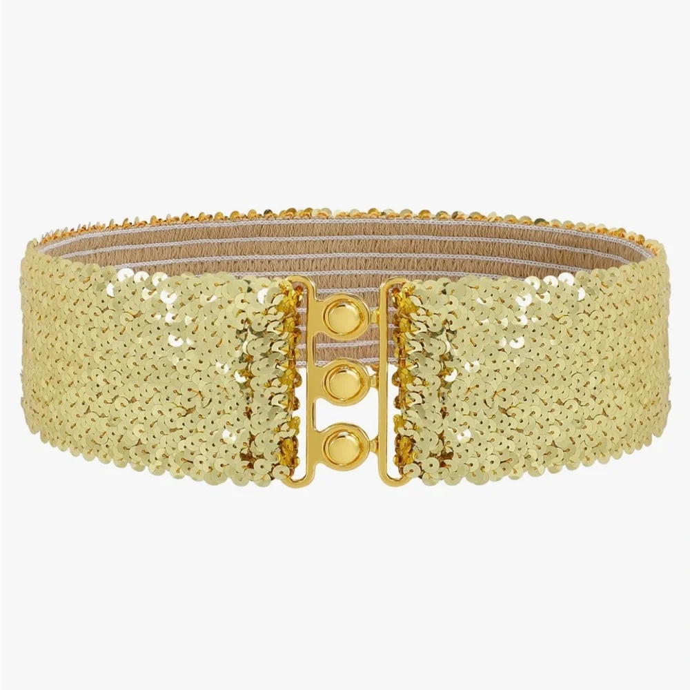 NWT Gold Sequin Stretchy Belt
